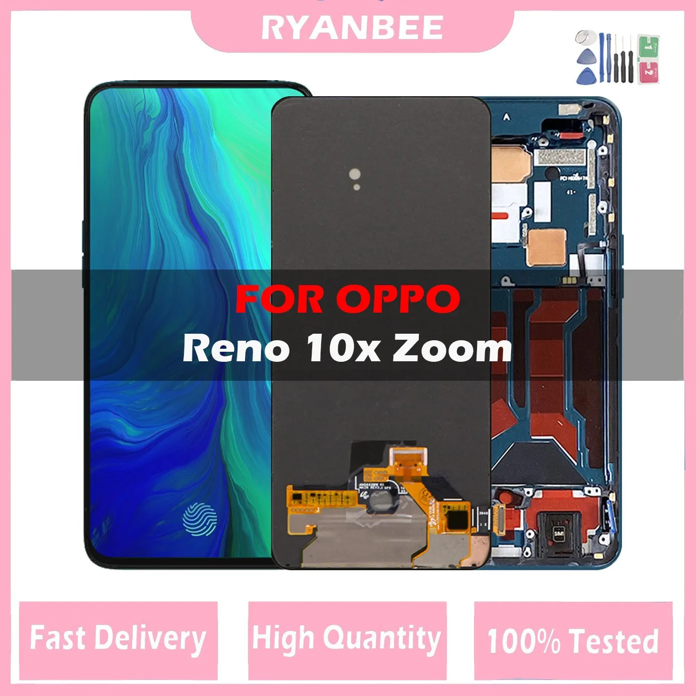 Оригинальный ЖК-дисплей со сканером отпечатков пальцев для Oppo Reno 10x Zoom CPH1919 PCCM00 ЖК-дисплей для Reno10X Zoom кодирующий преобразователь сенсорного экрана в сборе