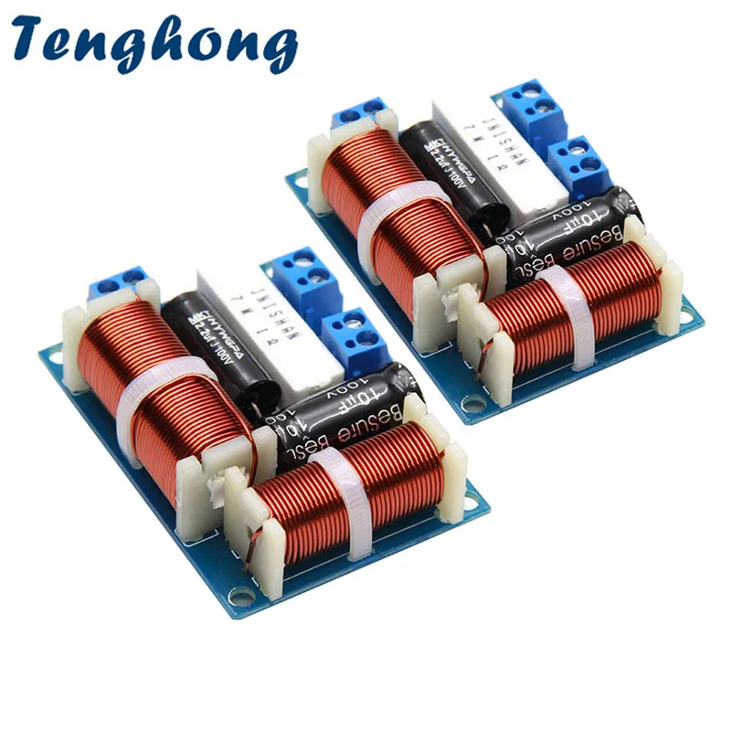 

Tenghong 2 шт. 80 Вт 2-полосный динамик кроссовер аудио HIFI фильтр печатная плата стерео фильтры ВЧ бас 2 шт. Частотные разделители