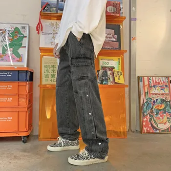 Cargo Pants Women Clothing Street Vintage Washed and Old High Waisted Jeans Woman Loose Multi-pocket Baggy Jeans Women 2