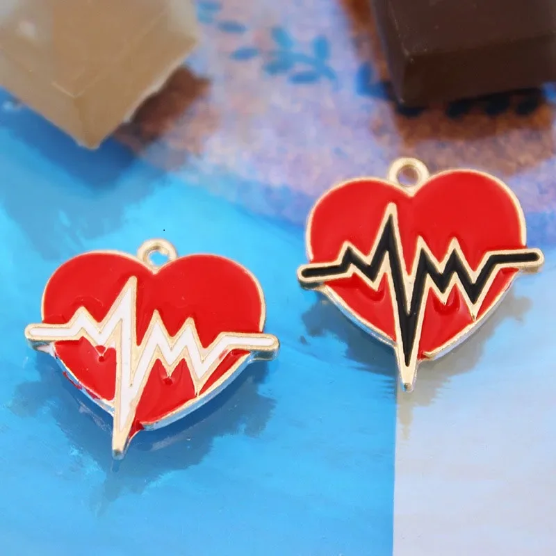 10 шт. ЭКГ на день Святого Валентина сердце подвеска из сплава сердцебиение модные
