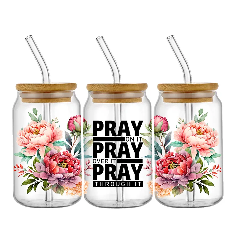 

Весенний цветок бабочка переводные наклейки водостойкие УФ DTF чашка кружка обертывания наклейка DIY 3D наклейка для стекла Libbey 16 унций