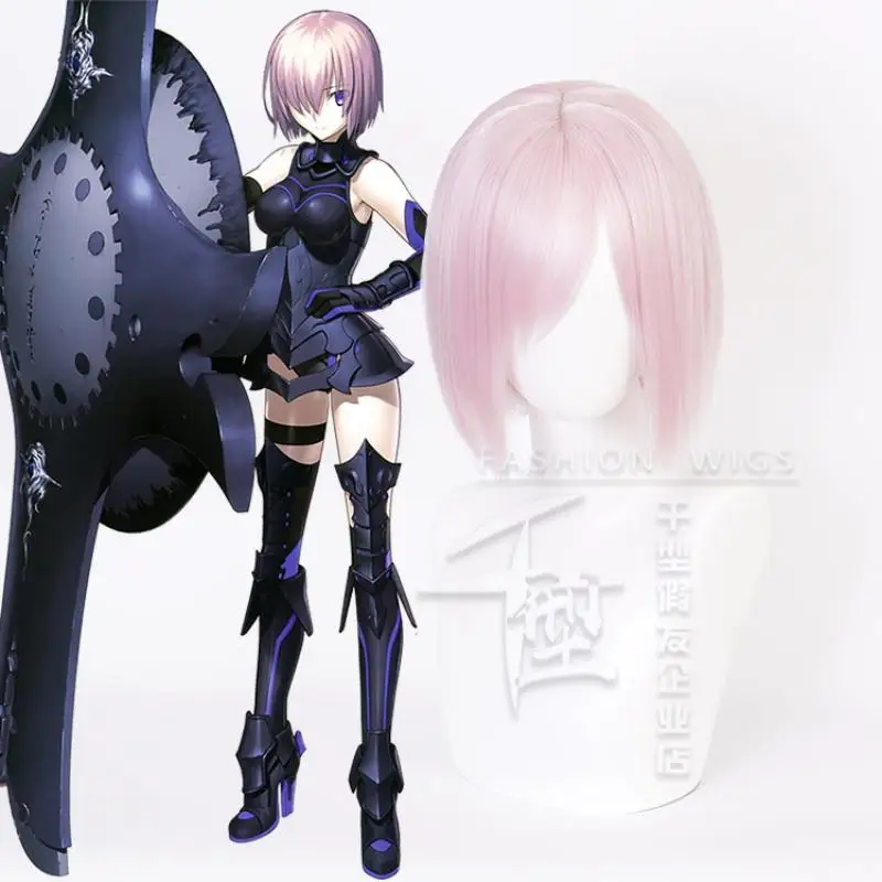 Парик для косплея Game Fate/Grand Order Mash Kyrielight, термостойкий синтетический реквизит из розовых коротких волос