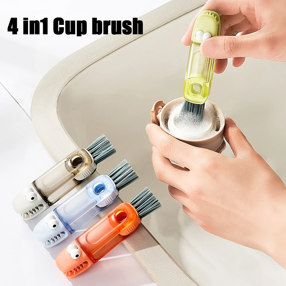 3 in 1 Tiny Bottle Cup Lid Detail Brush Straw Cleaner Tools Water Bottle Cleaning Crevice Brush for Bottle Crocodile Clean Brush