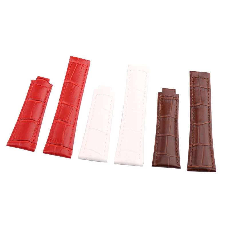 Watch accessories Leather strap suitable for Rolex red blue black Green Water Ghost series 20mm unisex folding buckle