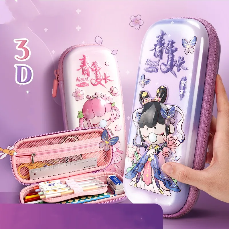3D Pencil Case EVA  Chinese Style Pencil Case For Girls Dirty Resistance Big Capacity Cute Pen Box Kawaii Stationery School GIft
