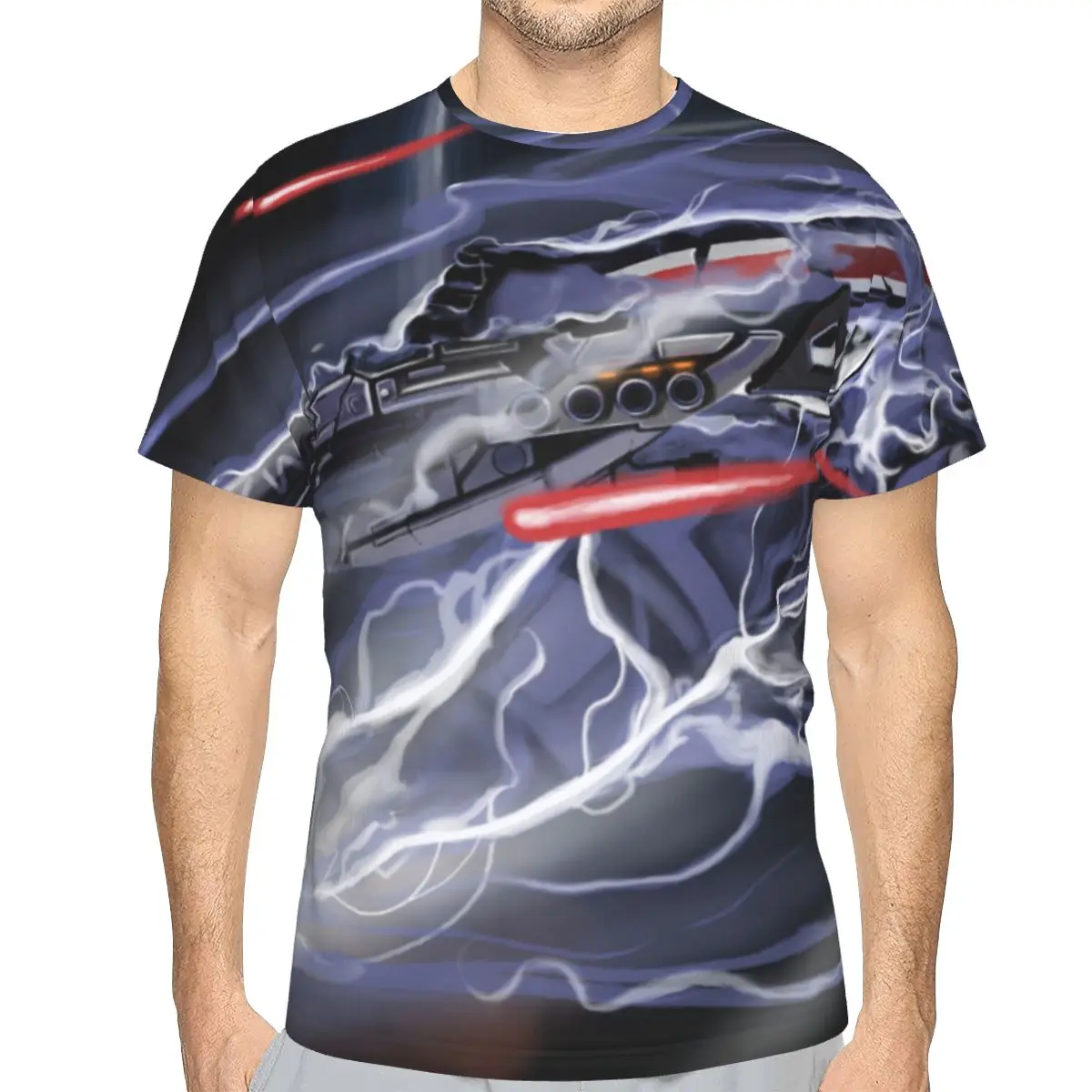 

Holding An Assault Rifle Special Polyester TShirt Mass Effect Asari Game Comfortable Creative Thin 3D T Shirt Short Sleeve