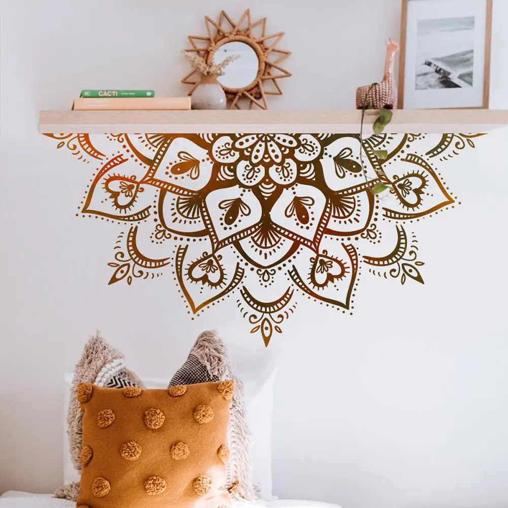 Наклейка на стену в богемном стиле с цветком мандалы съемные наклейки стены для