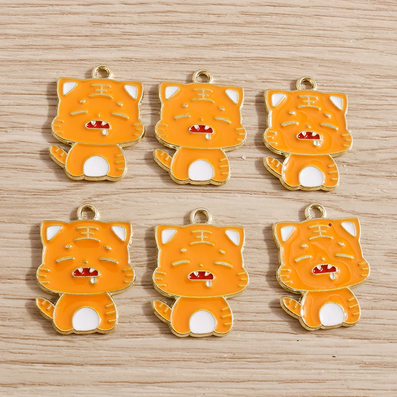 

10pcs 18x24mm Lovely Enamel Animal Tiger Charms for Making DIY Earrings Pendants Necklaces Handmade Keychains Jewelry Findings