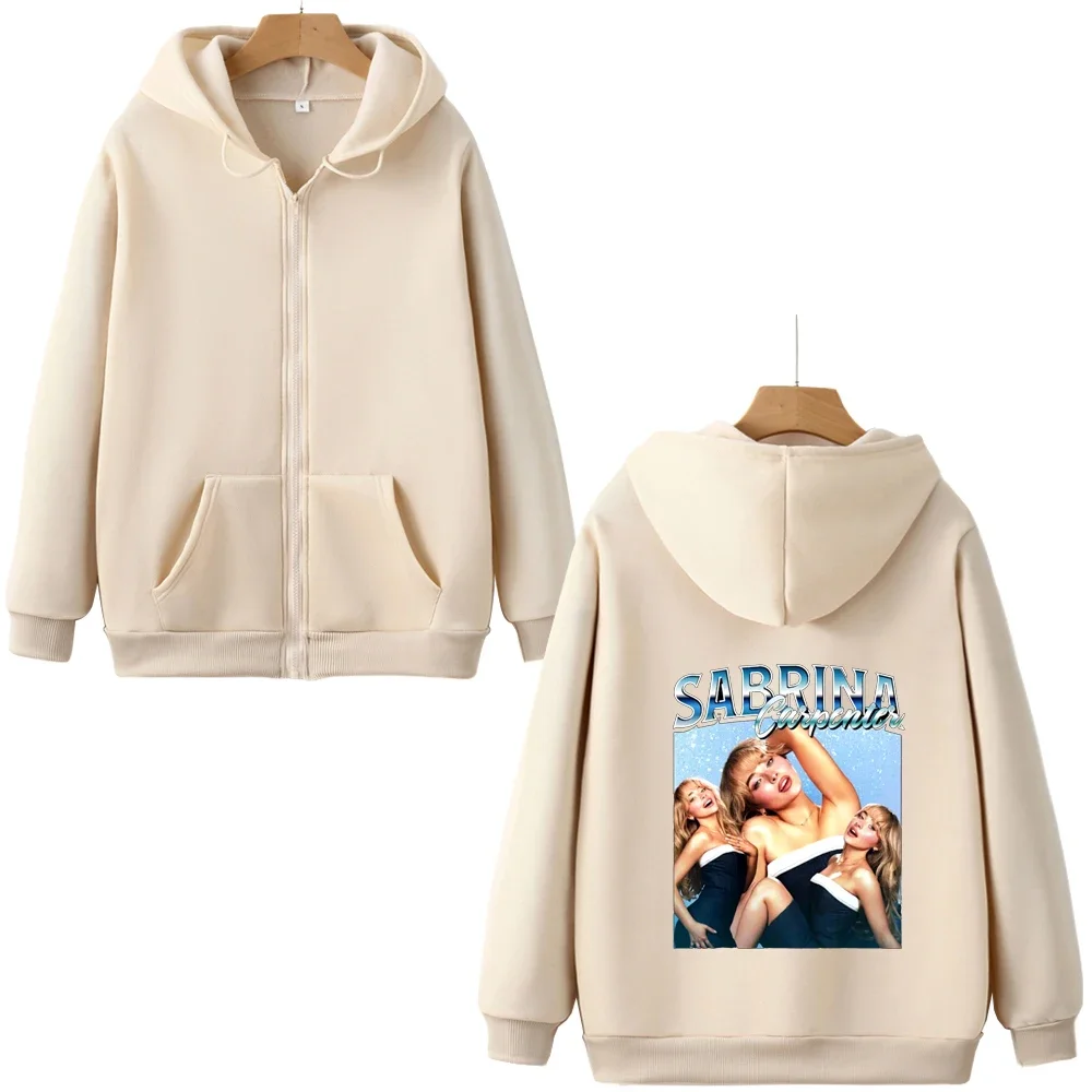 Сабрина Карпентер Забавный принт Толстовка Певица Стильная толстовка на молнии