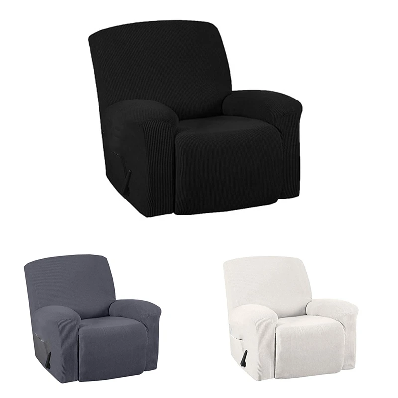 

Recliner Stretch Sofa Cover Charcoal Gray Thickened Fleece Recliner Protection Pad Non-Slip Furniture Cover