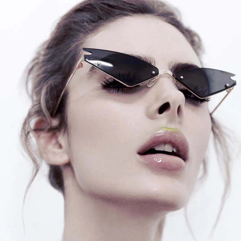 2022 Fashion Cool Unique Future Style Slim Cat Eye Sunglasses Women UV400 Brand Designer Sun Glasses Oculos De Sol | Аксессуары для