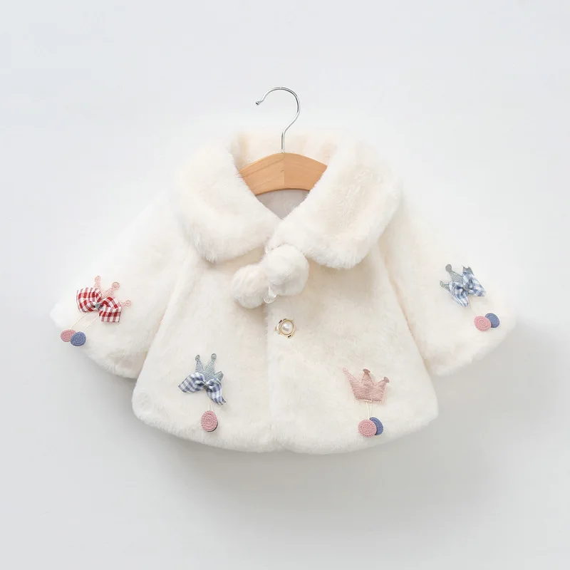 0-12M Cute Christmas Princess Cloak Children's Outerwear Baby Jackets for Girls Autumn Warm Plush Coat Newborn Baby Girl Clothes