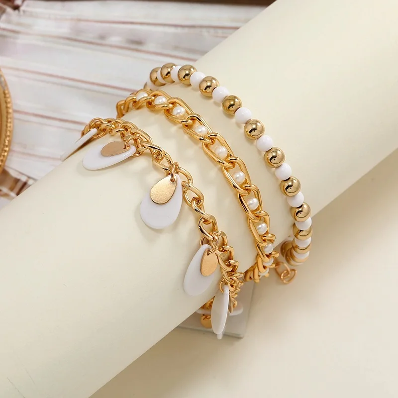 

Fashion Pearl Beaded Anklets Jewelry For Women Bohemian Vintage Multilayer Anklet Bracelet Foot Chain Beach Accessories