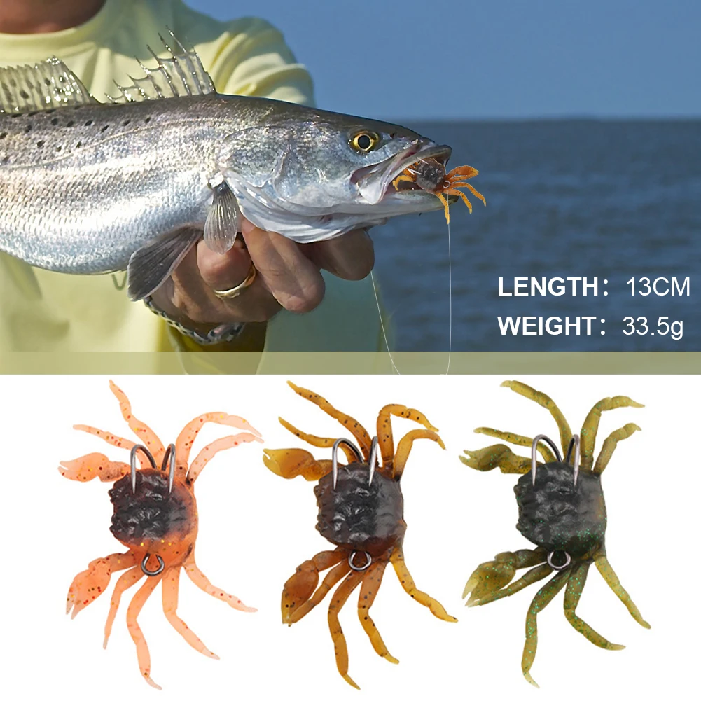 

2022 New 3D Simulated Crab Baits Artificial Fishing Lures Tackle Baits Double Sharp Hook Lures Soft Silicone Crankbaits Bait