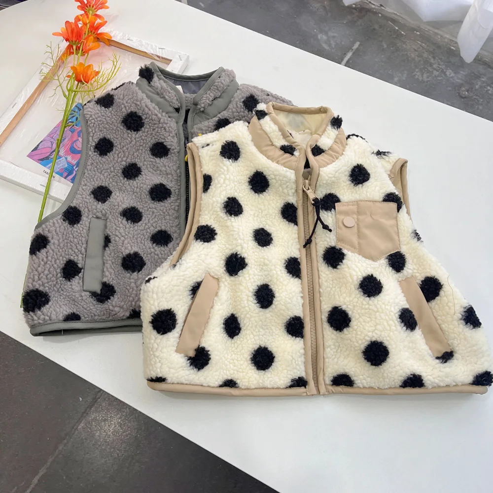 Жилет на молнии для мальчиков и девочек корейский флисовый жилет из ягненка