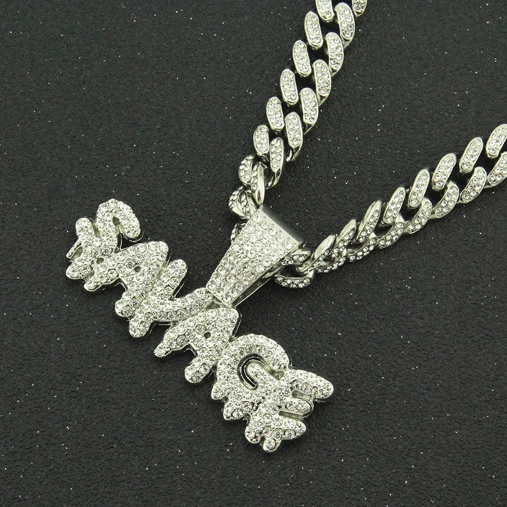 

Ожерелье с подвеской в виде надписи «SAVAGE» для мужчин и женщин, украшение в стиле хип-хоп с кубинской цепью 13 мм, украшение со сверкающими искусственными кристаллами