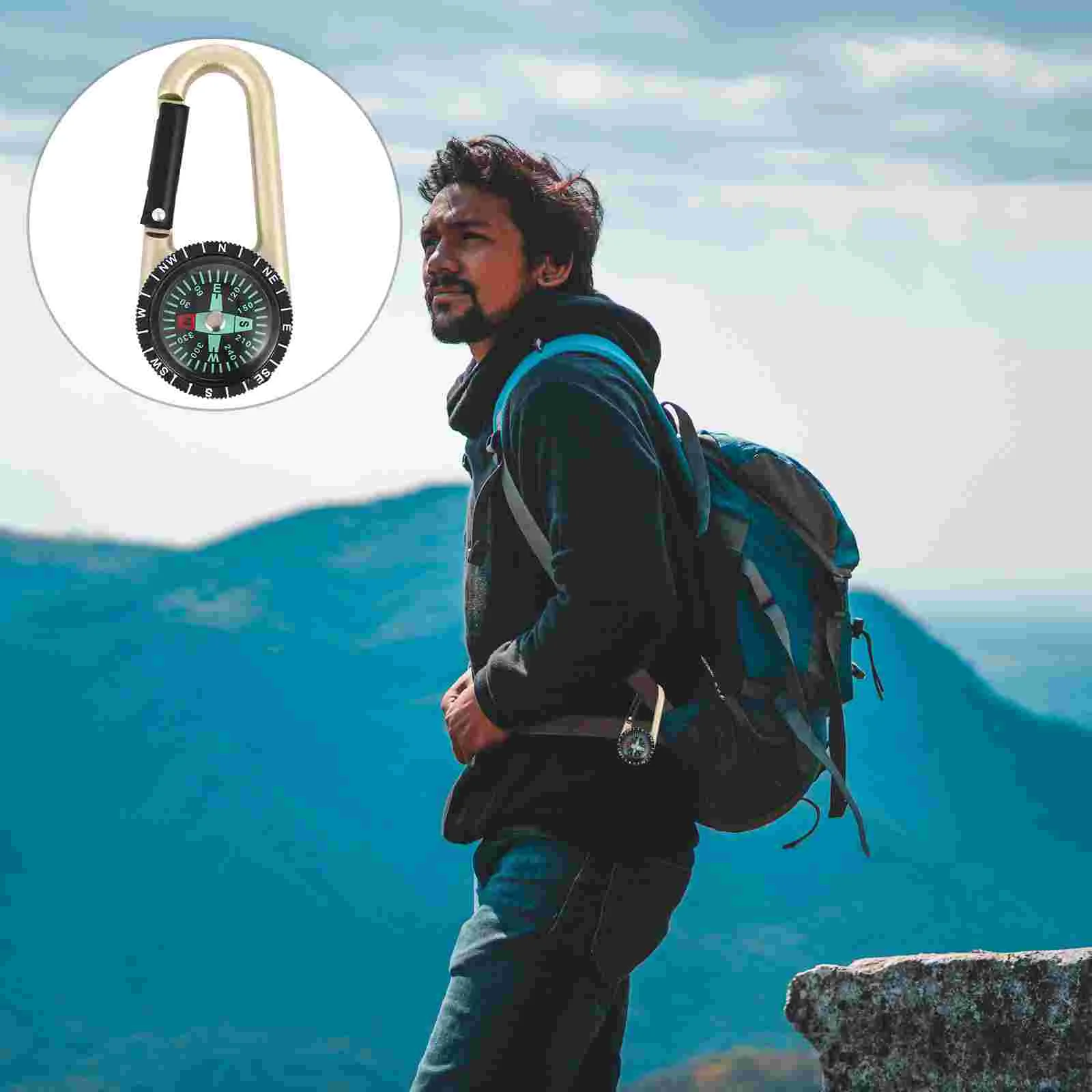 

2pcs Climbing Clip Compass Pocket Multitool Locking Carabiner Clip Outdoor Small Carabiners Spring Snap Key Chain