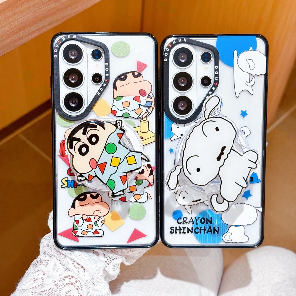Фото Милый мультяшный чехол-держатель с магнитом Crayon Shin-chan для беспроводной зарядки Magsafe для Samsung Galaxy S26 25 24 Ultra Plus №2