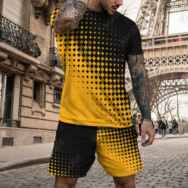 

Summer Men Sets 3D Print Tracksuits Oversized Tshirt Sweatpants Male 2 Piece Suit Causal Sportswear Man Short Sleeve Male Shorts