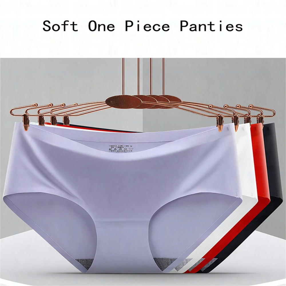 

Hot Ice Silk Seamless Panties Women 's Mid-Waist Cotton -Grade Antibacterial Sexy Girly Hip Lifting Briefs Sexy Lingerie Panty