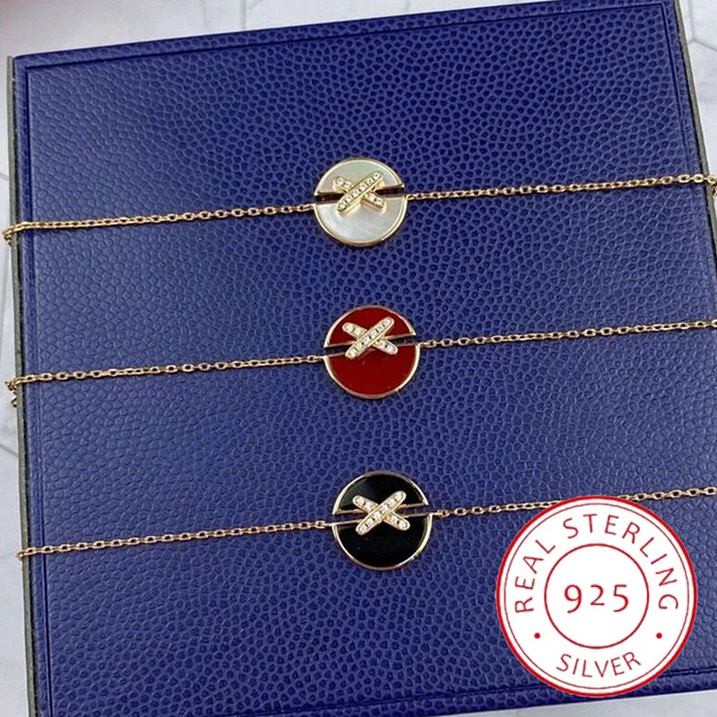 

High quality rose gold natural stone cross round women's bracelet versatile fashion brand exquisite jewelry party gift