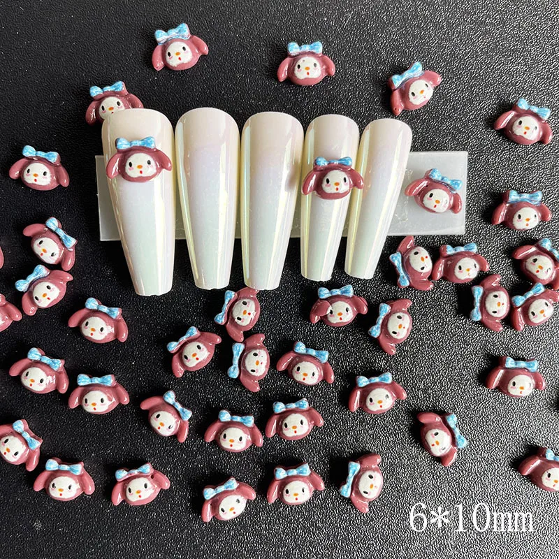 20Pcs Kawaii Sanrioed Kuromi Kitty Cinnamoroll Pom Pom Purin Nail Art Accessories Cute Cartoon Nail Decoration Toys for Girls