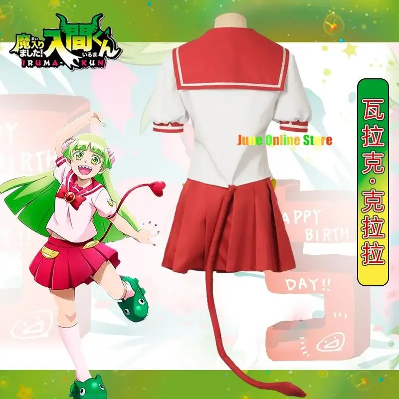 

Anime Welcome to Demon School Iruma-kun Valac Clara Cosplay Costume Custom Women Sailor Suits Devil Tail Top Skirt Stockings