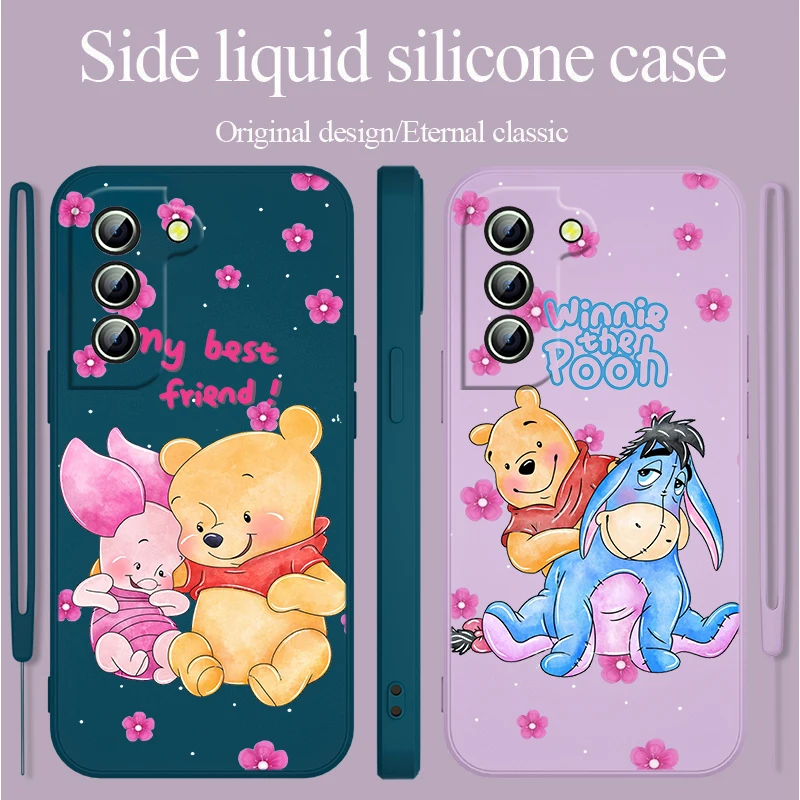 

Disney Winnie Pooh Cute For Samsung Galaxy S23 S22 S21 S20 FE Ultra Plus S10 Lite 5G Liquid Rope Phone Case