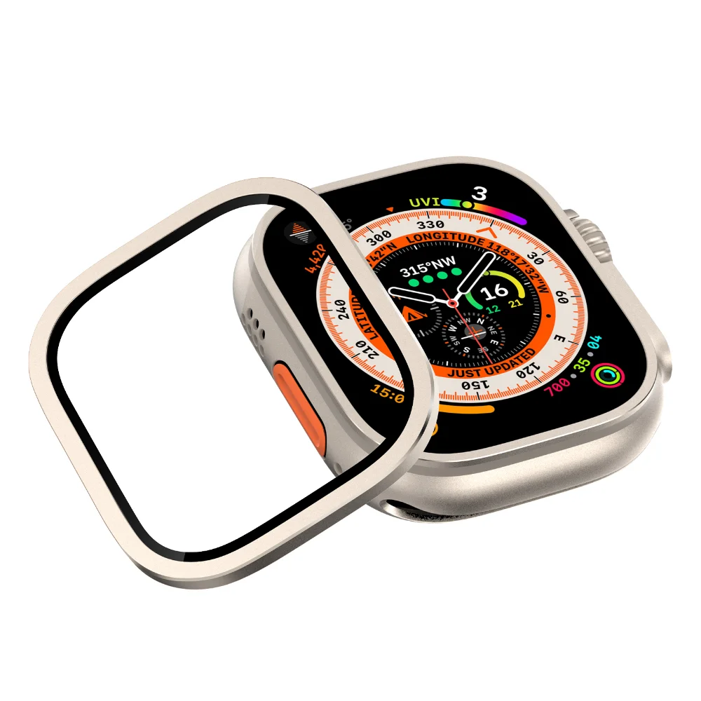 Temperd Glass For Apple Watch Ultra 49mm Aluminum Alloy Screen Scratch-proof Protective Cover for iWatch Series 49mm Accessories