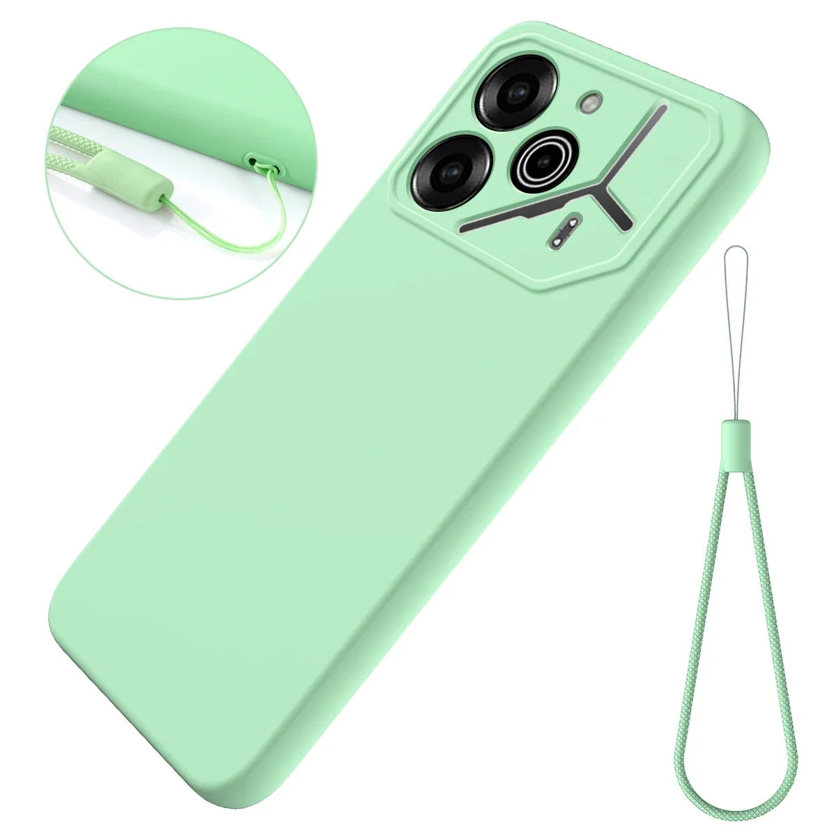 С ремешком Funda для Tecno Pova 6 Pro Чехол жидкий силиконовый мягкий защитный чехол Capa