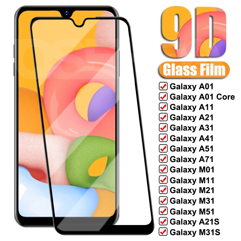 

9D Защитное стекло для Samsung Galaxy A01 A11 A21 A31 A41 A51 A71 закаленное стекло Samsung M01 M11 M21 M31 M51 защита для экрана