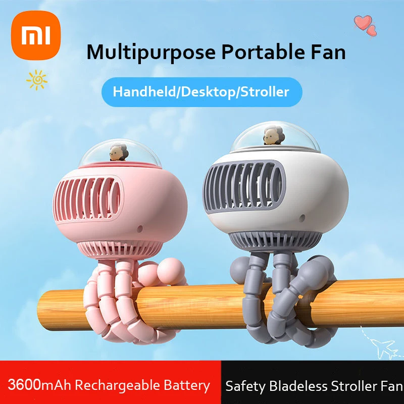 

Xiaomi Wireless Fan Bladeless Baby Stroller Quiet 3 In 1 Fans Portable Handheld Fan Air Cooling Ventilator for Outdoors Home