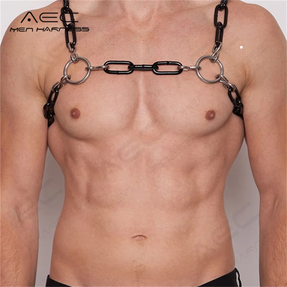 

Сексуальное мужское бондажное ожерелье с цепочкой на грудь, ювелирное изделие, цепочка для геев, цепи для геев, Наплечные, с вырезами, металлическое ожерелье, аксессуары для БДСМ