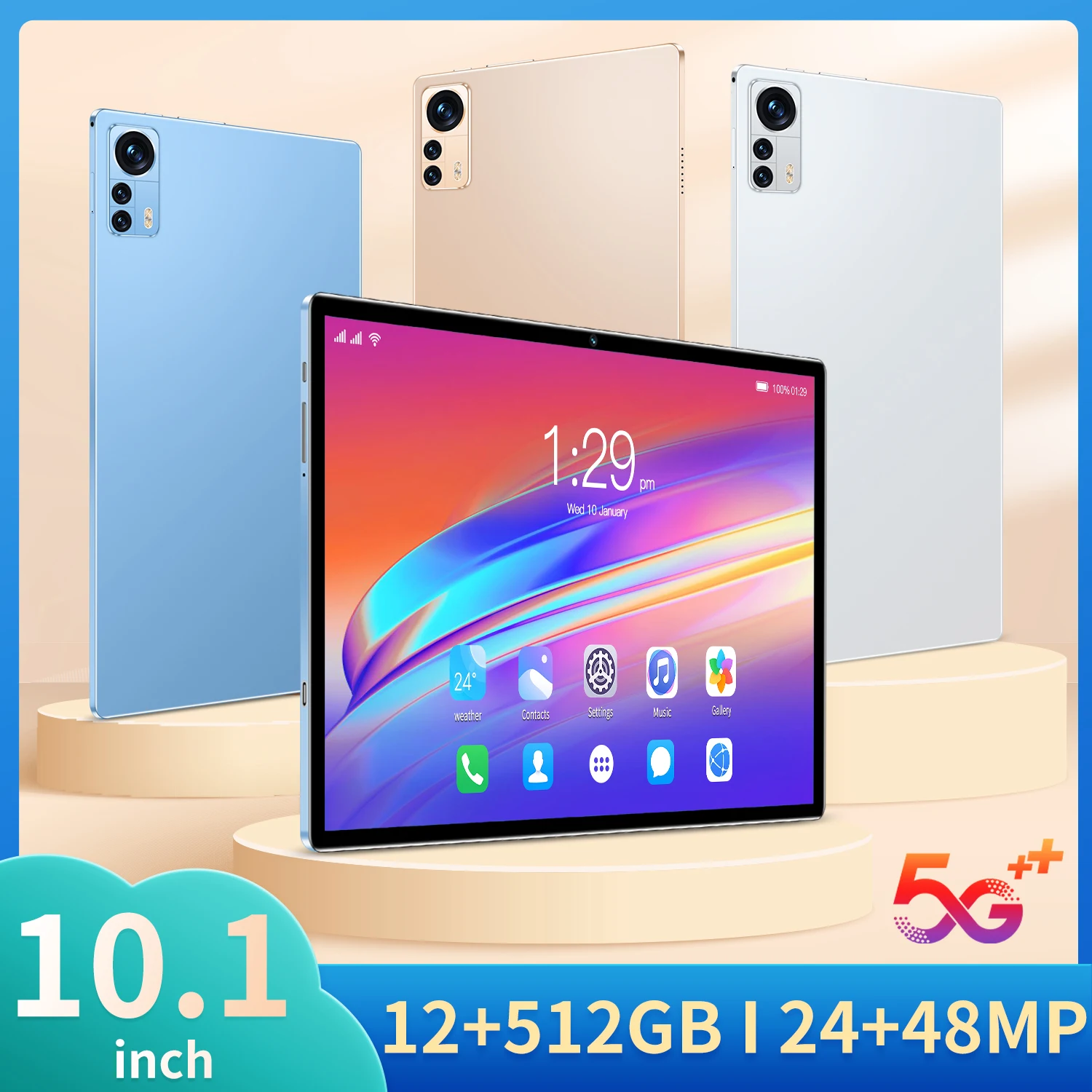 

Планшет Pro на Android 11, восемь ядер, экран 10,1 дюйма, 12 Гб + 512 Гб