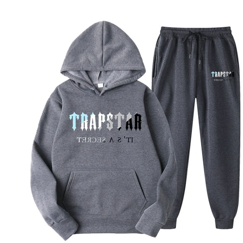 New Brand Trapstar Printed Sportswear Men's and Women's Two-piece Loose Hoodie Sweatshirt + Pants Cover Hoodie Jogging