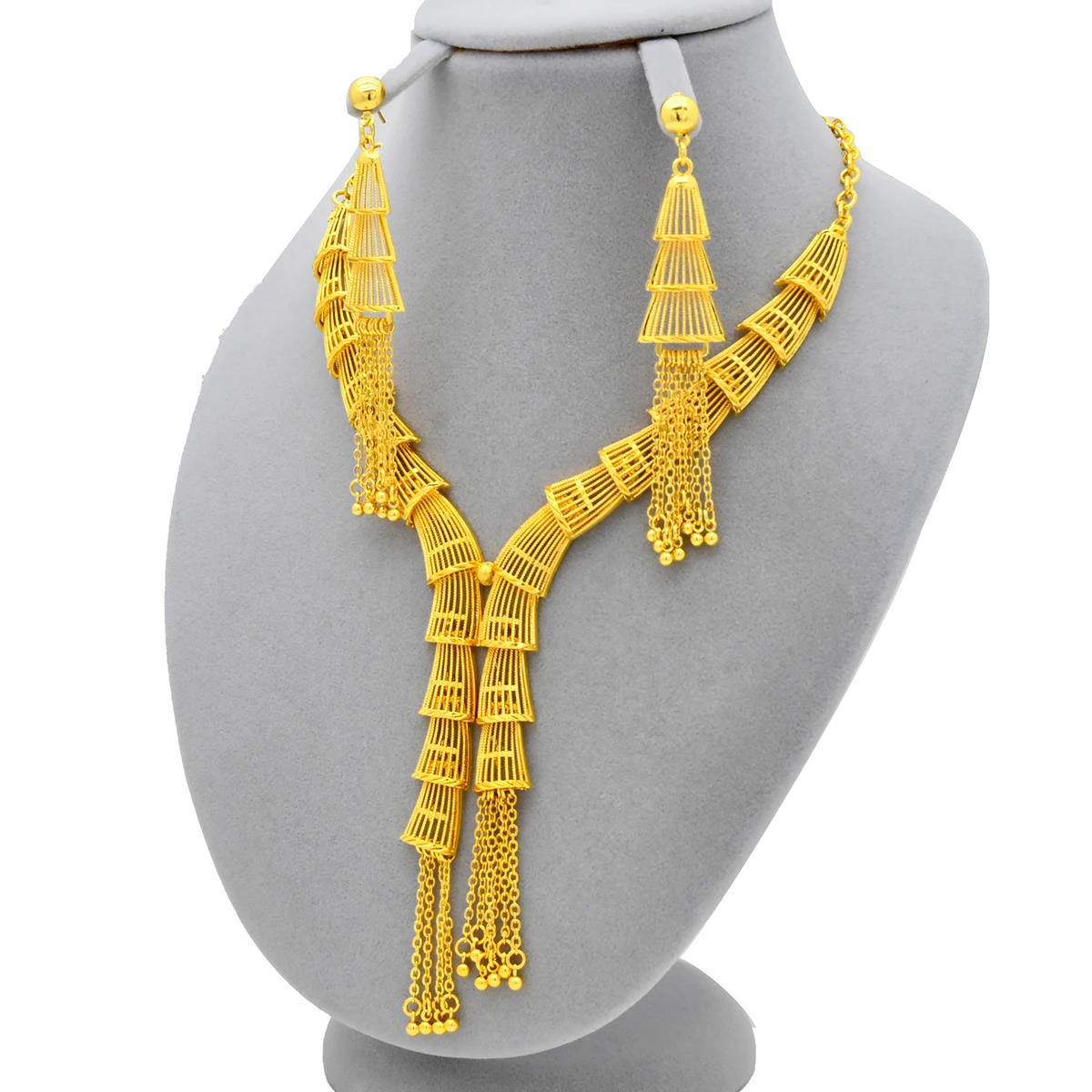 Роскошное Африканское длинное ожерелье с кисточками серьги женский свадебный