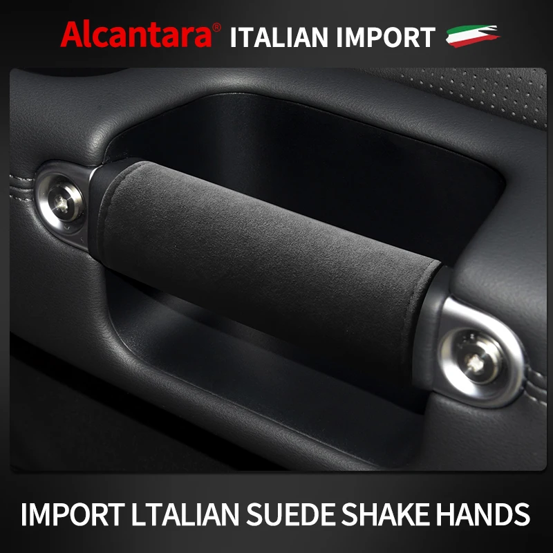 

Alcantara Suede Car Logo Styling Roof Armrest Pull Gloves Door Handle Protective Pad Auto Interior Decoration Accessories