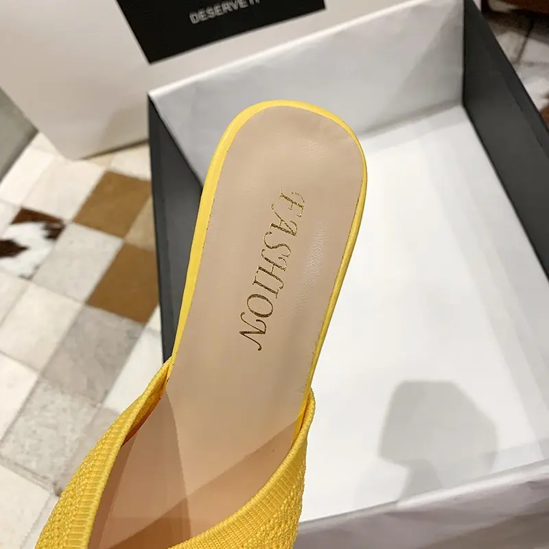 Женские шлепанцы с острым носком летние из эластичной сетки | Обувь