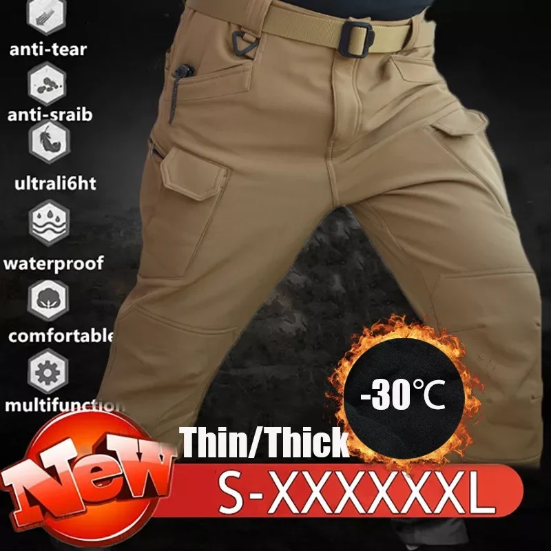 

Thick Warm Pants Autumn Winter Fleece Casual Business Trousers Tactical Cargo Pants Outdoor Hiking Trekking Joggers