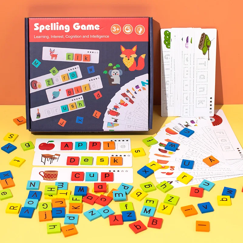 

Montessori Wooden Educational Word Spelling Puzzle Game 26 English Letters Kindergarten Preschool Education Puzzle Toys