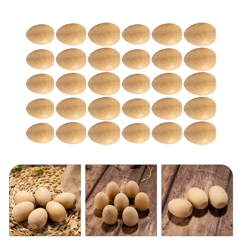 

Eggs Easter Wooden Crafts Egg Wood Diybasket Filler Craft Unpainted Decorative ​Party Toypainting Stuffers Partyto