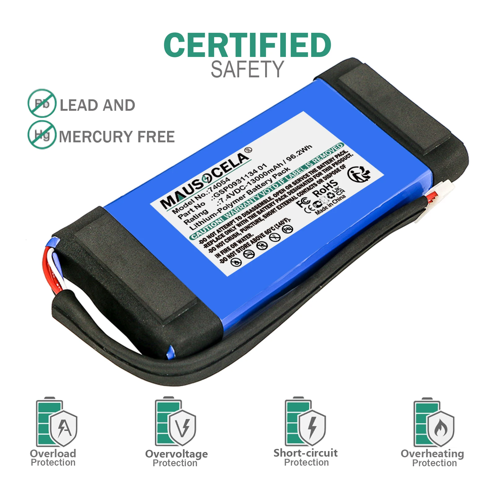 Фото Аккумулятор для колонок JBL 13000 мАч: GSP0931134 01, Boombox, JEM3316, JEM3317, JEM3318, +Toolkit, Li-Polymer, 7.40V, 13000 мАч / 96.2 Вт·ч №2