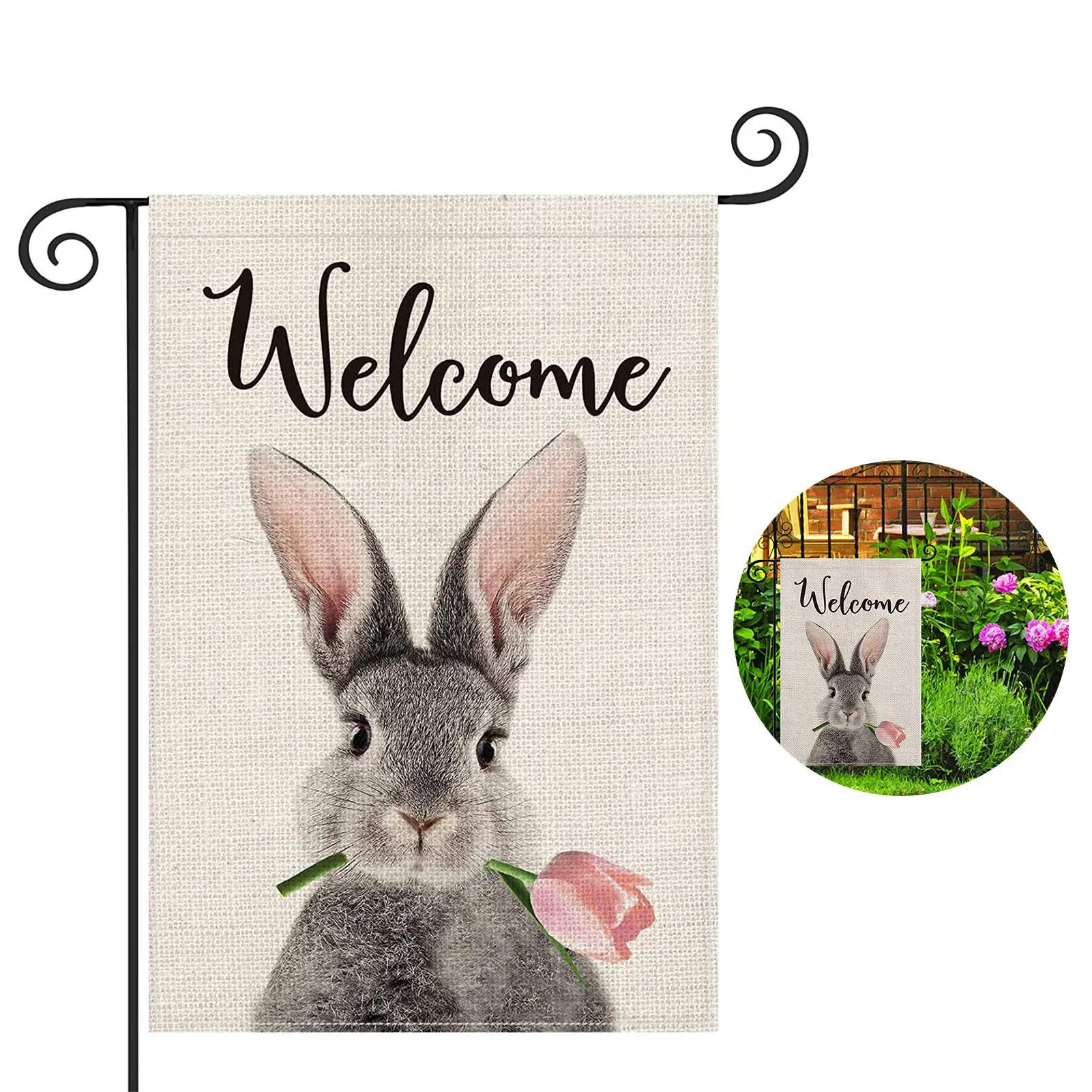 

Easter Garden Flags 12x18 Double Sided Spring Easter Welcome Rabbit Vertical Garden Flag For Home Yard Lawn Deck Patio Porch