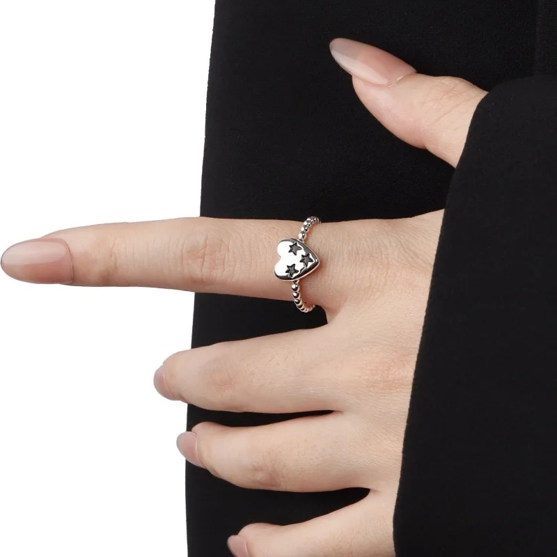 Женское регулируемое кольцо со звездой и сердцем из стерлингового серебра 925