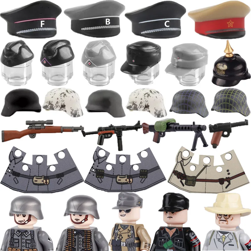 

Military Building Blocks Solider Figures Toys Gifts Weapons Guns Helmet Hat Cape Overcoat 98K P08 Mountain Division Youth League