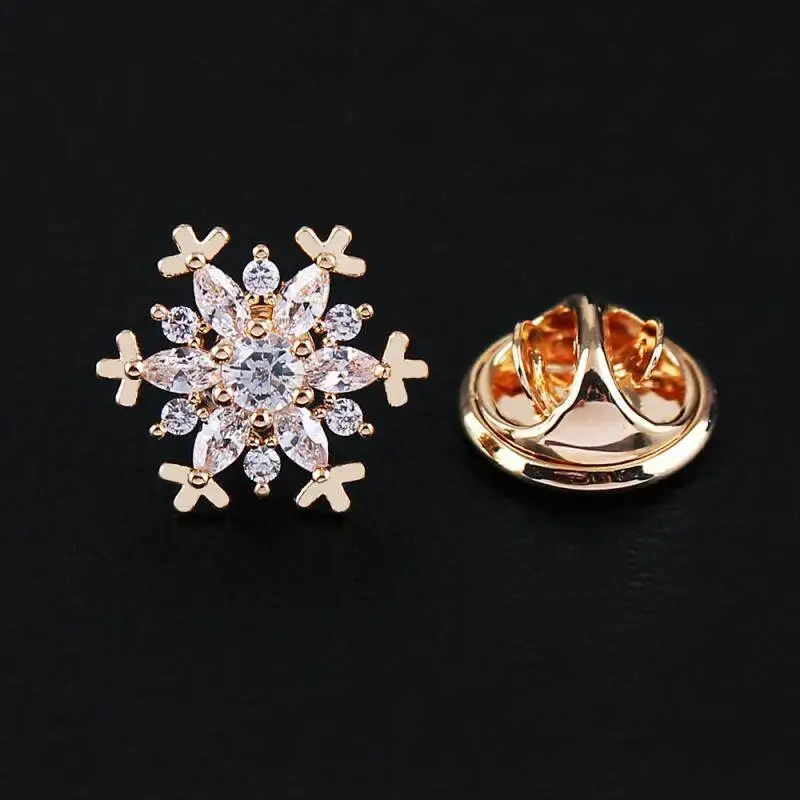 

Exquisite Snowflake Inlaid Zircon Brooch Women Fashion Glamour Cuff Brooch Jewelry Gifts