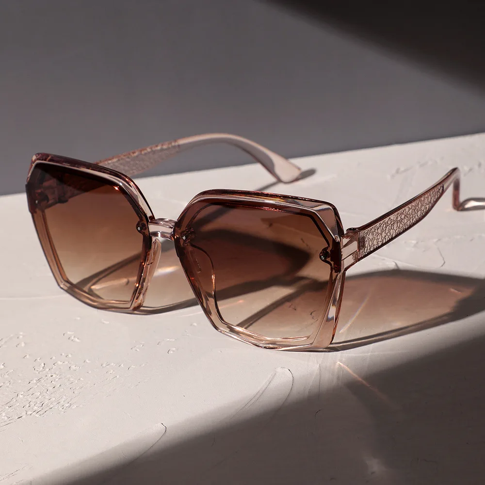 

Champagne Brown Big Frame Sunglasses Ladies Fashion Sunshade Sunglasses Brand Designer Multicolor Sunglasses Sunglasses