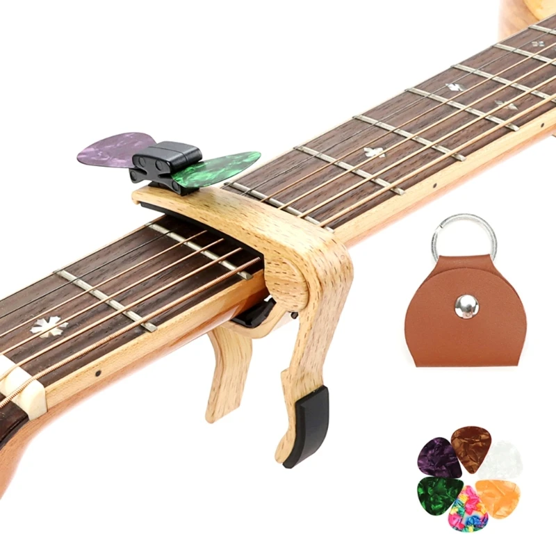 

Metal Acoustic Electric Guitar Capo Clamp with Picks Holder Kits for Tone Adjusting Tool Musical Drop Shipping