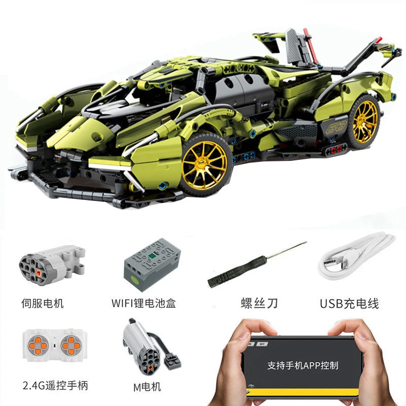 

1093PCS Construction APP RC V12 famous supercar Voiture Sport Expert Technique Briques Jouets Educatifs Cadeau Boy toy Gifts
