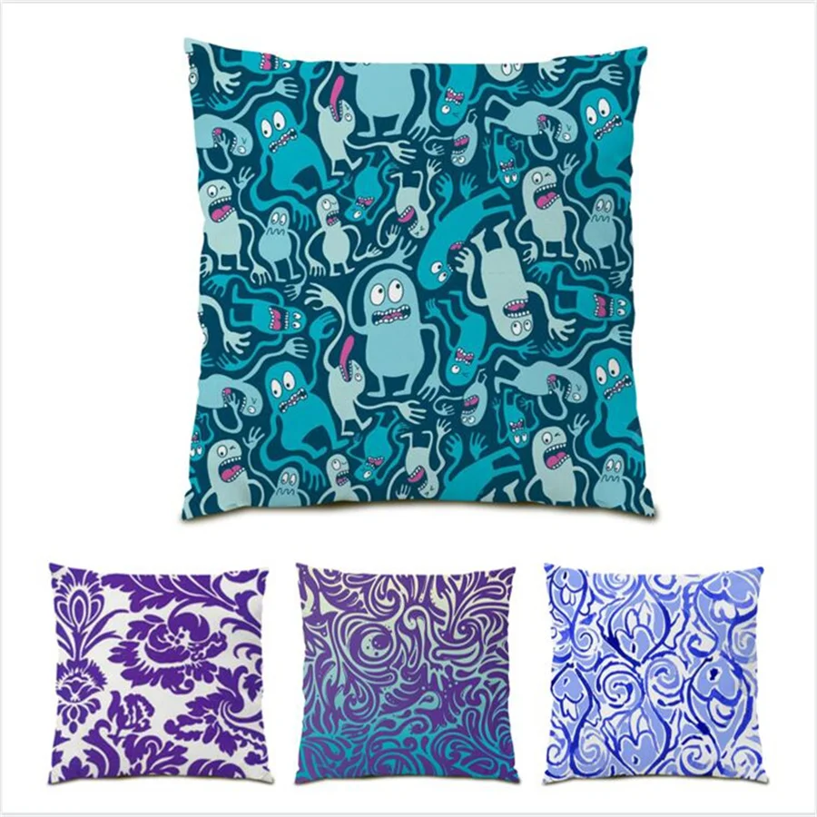 

Home 45x45 Cushions Covers Polyester Linen Sofa Decorative Pillow Cases Leaf Velvet Sofas for Living Room Floral Series E0234